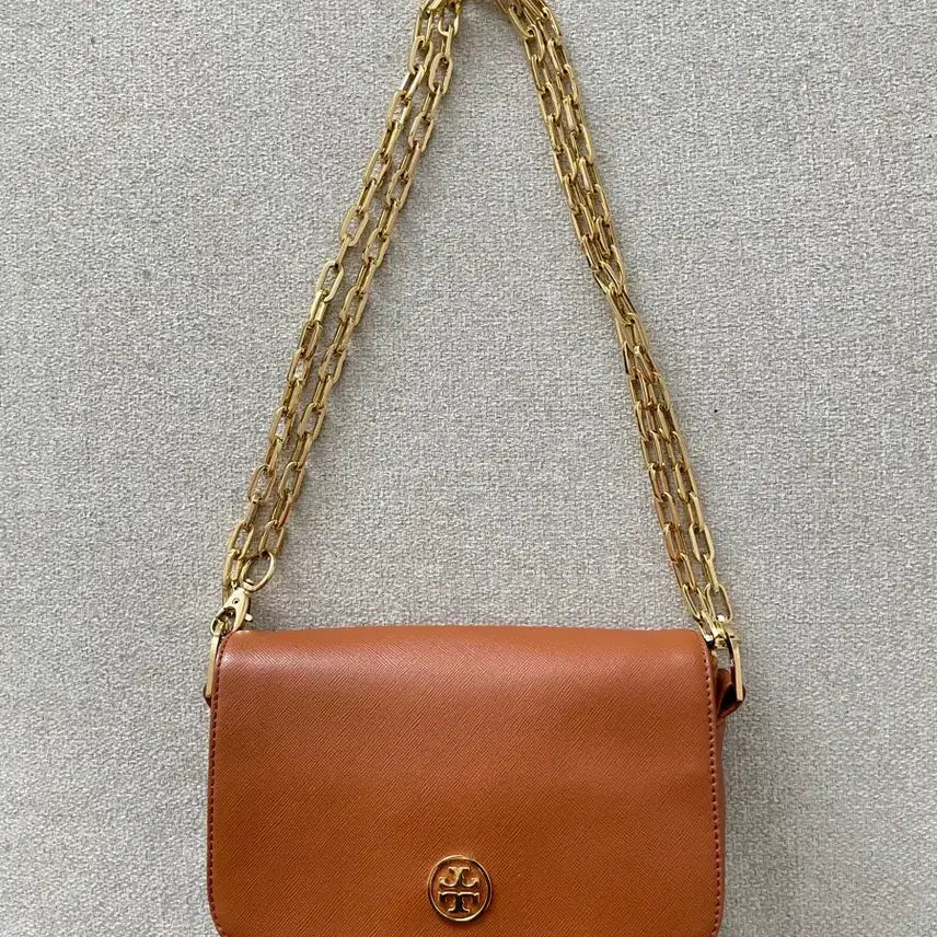 [BUNJANG] Tory Burch Leather Chain Shoulder Bag Brown / 토리버치 가죽 체인 백 브라운