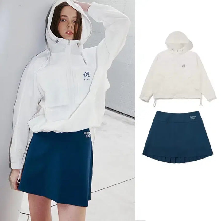 [BUNJANG] Malbon Golf Windbreaker Skirt Set / 말본골프웨어 바람막이 치마 세트