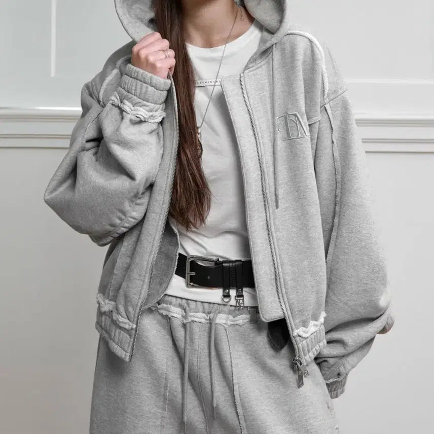 [BUNJANG] Cut-Out Set-up Sweat Jumper and Pants Set / Cut-Out Set-up Sweat 셋업 트리밍버드