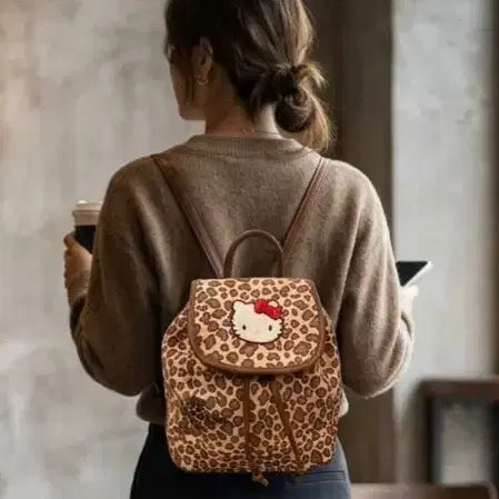 [BUNJANG] Hello Kitty Leopard Pattern Backpack / 헬로키티 호피 패턴 백팩 새상품