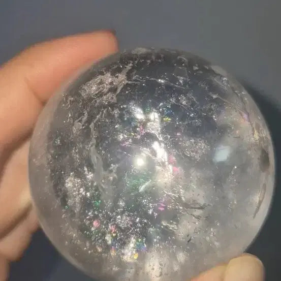 [BUNJANG] Natural Clear Quartz Sphere 55mm with Rainbow Phenomenon / [상급/무지개 폭발] 천연 백수정 스피어 55mm 택비포함