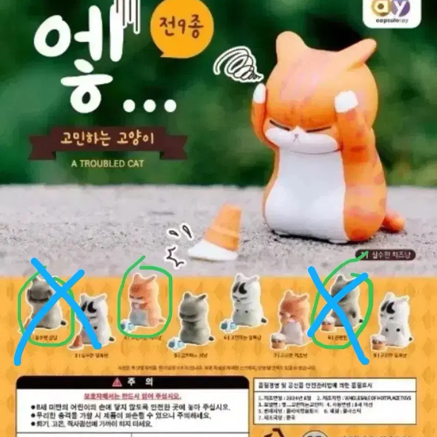 [BUNJANG] Cheesey Cat Gachapon Figure / 고민하는 고양이 가챠 치즈냥이