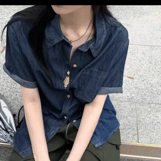 [SOLD OUT] 에이블리 데님 반팔 남방셔츠