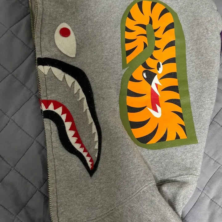 [BUNJANG] BAPE Shark Hoodie Grey Purple / [L] 정품 베이프 샤크후드 그레이 퍼플