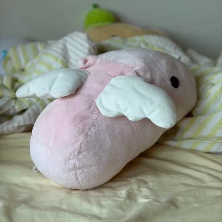 [BUNJANG] Classic Pink Winged Angel Capybara Plush Doll / 고전 분홍 날개 달린 천사 카피바라상 인형