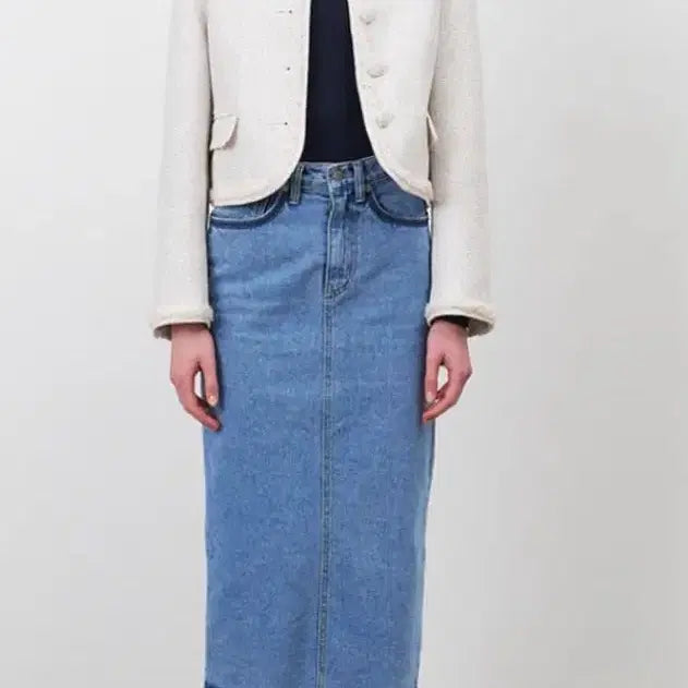 [BUNJANG] Maron Edition Spring White Cotton Tweed Jacket / 마론에디션 스프링 화이트 코튼 트위드 자켓