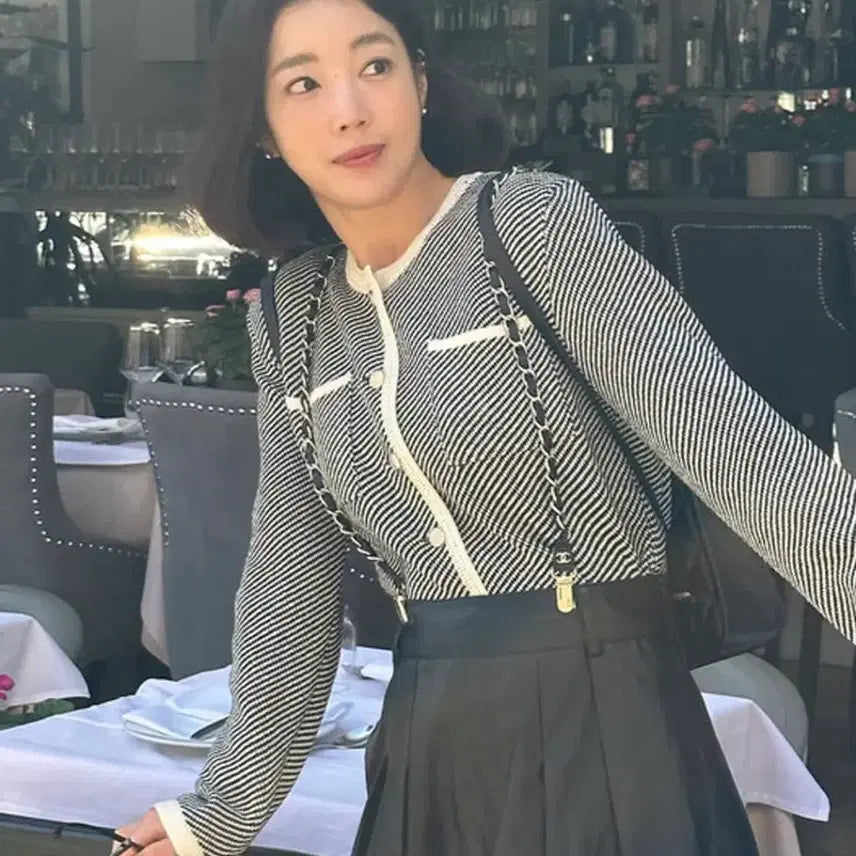 [BUNJANG] ON&amp;ON Diagonal Striped Cardigan - Black / 온앤온 diagonal striped cardigan - black