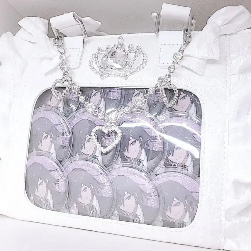 [BUNJANG] Palelpi Ita Bag White with Ouma Kokichi Throne Can Badges (Set of 14) / [급전]팔엘피 이타백 단간론파 오마 코키치