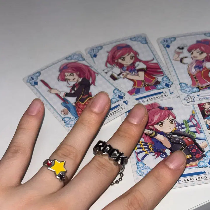 [BUNJANG] Aikatsu! Serara &amp; Seira Classic Trump Card Ring Charm Bundle Set / 아이엠스타 세라 세이라 고전 트럼프 카드 반지 챰 일괄 아이카츠