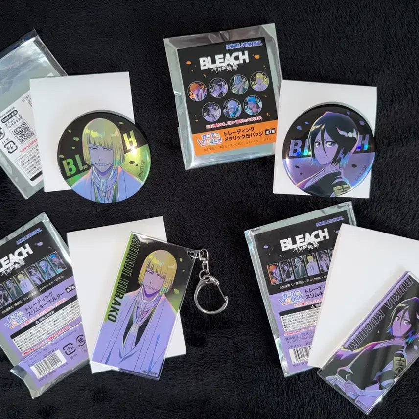 [BUNJANG] Bleach Kami-Ani Touch Shinji Rukia Can Badge Keychain Set / 블리치 카미아니 터치 신지 루키아 캔뱃지 키링 세트