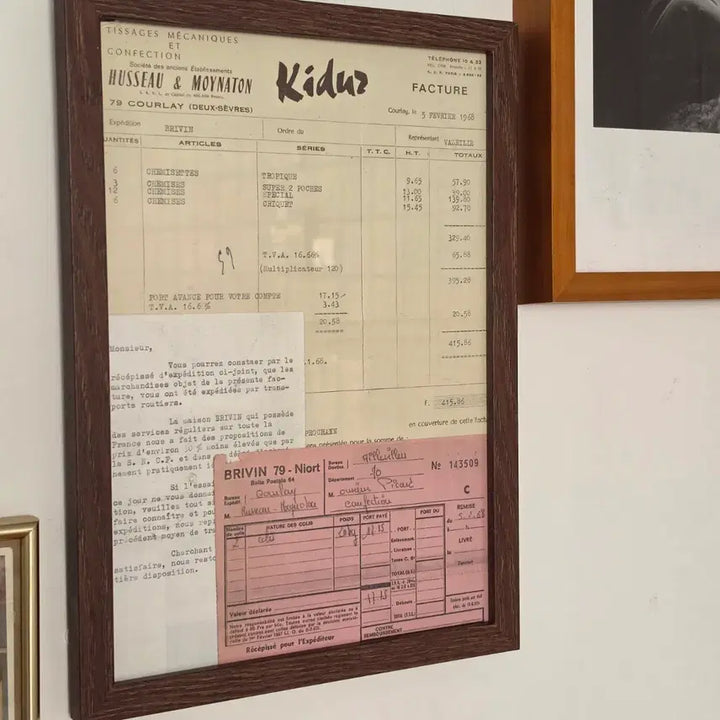 [BUNJANG] French Vintage Receipt Frame / 프랑스빈티지소품 빈티지영수증액자 유럽빈티지액자소품 빈티지영수증 유럽엔틱