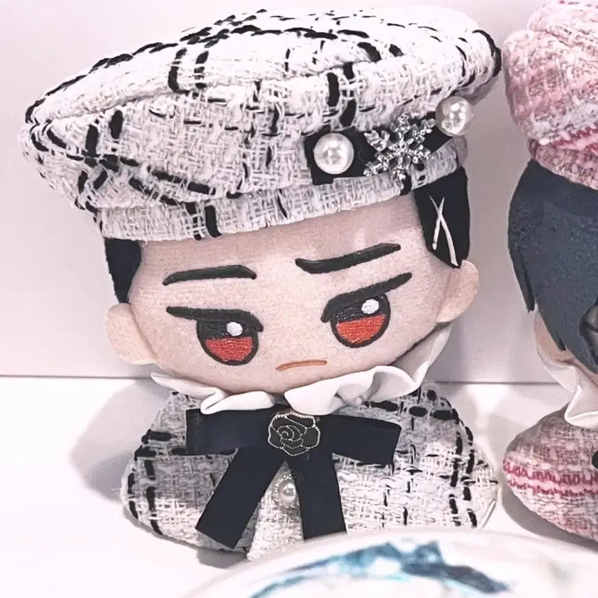 [BUNJANG] 10cm Teddy Bear Beret Setup Outfit / 치비구루미 치비누이 이츠누이 곰누이 10cm 트위드 베레모 셋업 옷