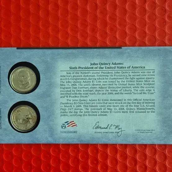 [BUNJANG] US Mint John Quincy Adams 6th President $1 Coin First Day Cover / 미국 조폐국 제6대 대통령 존 퀸시 애덤스 1달러 동전  초일봉투
