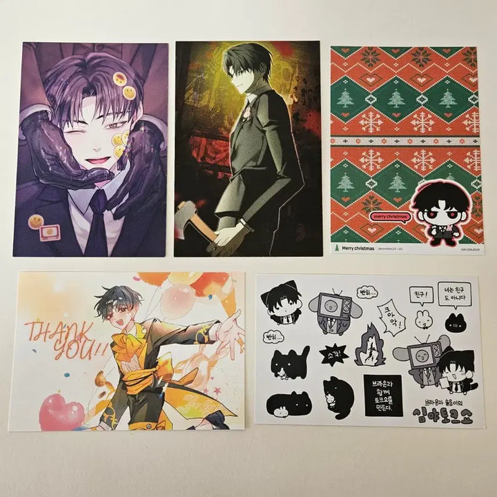 [BUNJANG] Gye-dam Chul-geun Brown Kim Sol-eum Postcard + Sticker Set / 괴담출근 브라운 김솔음 엽서+스티커