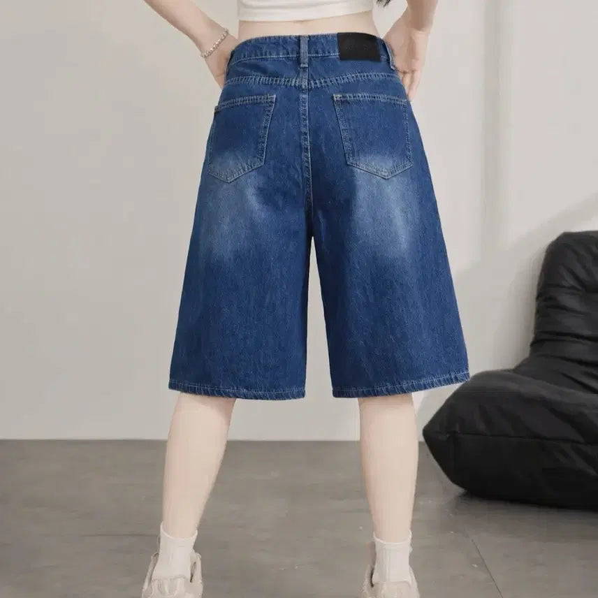 [BUNJANG] Bermuda Wide Denim Pants / 새상품 버뮤다 데님 와이드 데님청바지