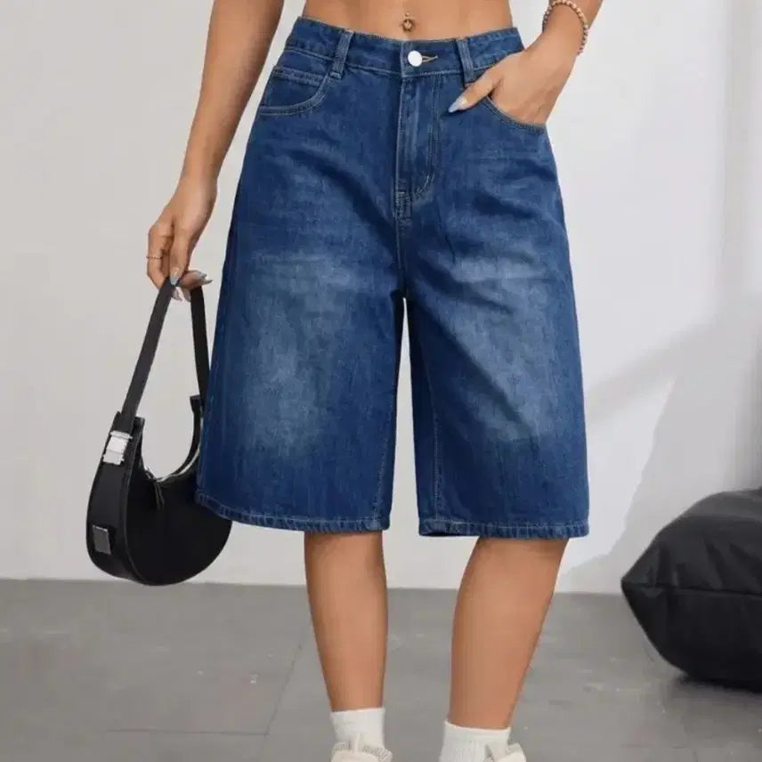 [BUNJANG] Bermuda Wide Denim Pants / 새상품 버뮤다 데님 와이드 데님청바지