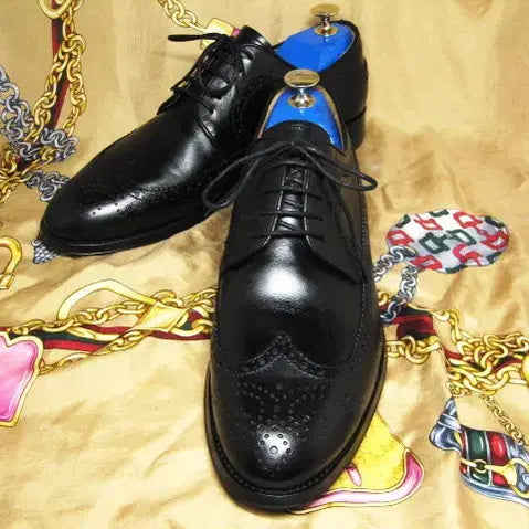 [BUNJANG] S.t. Dupont Black Calfskin Long Wingtip Brogue Oxford Shoes / 프랑스명품 st Dupont 듀퐁 블랙 카프스킨 옥스포드 270