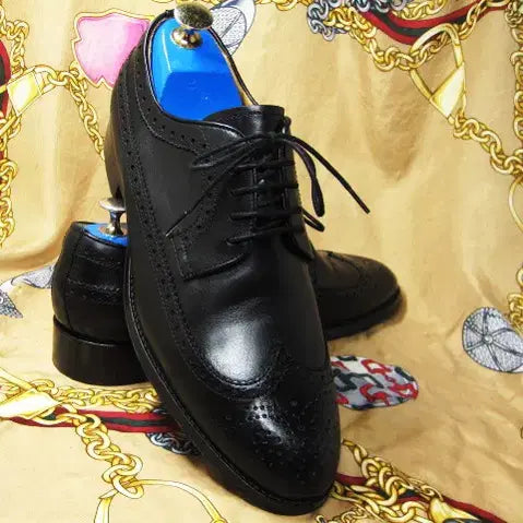 [BUNJANG] S.t. Dupont Black Calfskin Long Wingtip Brogue Oxford Shoes / 프랑스명품 st Dupont 듀퐁 블랙 카프스킨 옥스포드 270