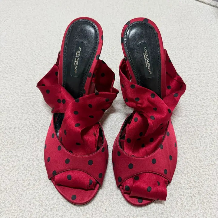 [BUNJANG] Dolce &amp; Gabbana Red Polka Dot Wedge Strap Sandals / 돌체앤가바나 레드 폴카닷 웨지 스트랩 샌들