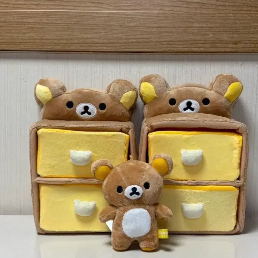 [BUNJANG] Rilakkuma 2-Tier Drawer Storage Box Fabric Accessory Case / 리락쿠마 2단 서랍형 보관함 패브릭 소품함 홈인테리어 방꾸미기 인형재질