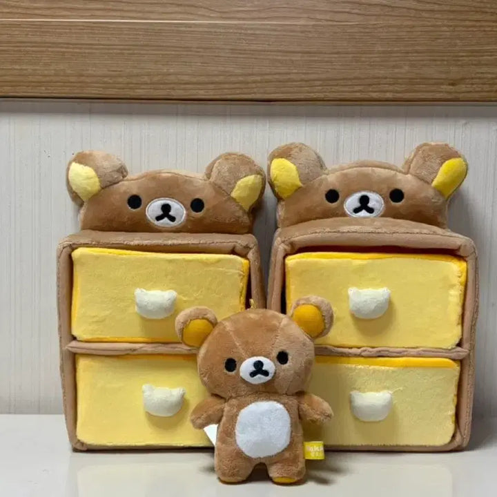 [BUNJANG] Rilakkuma 2-Tier Drawer Storage Box Fabric Accessory Case / 리락쿠마 2단 서랍형 보관함 패브릭 소품함 홈인테리어 방꾸미기 인형재질