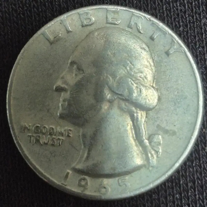 [BUNJANG] 1965 USA Quarter Dollar Coin - Struck Error / 1965년p 미국 쿼터 달러. 압인에러