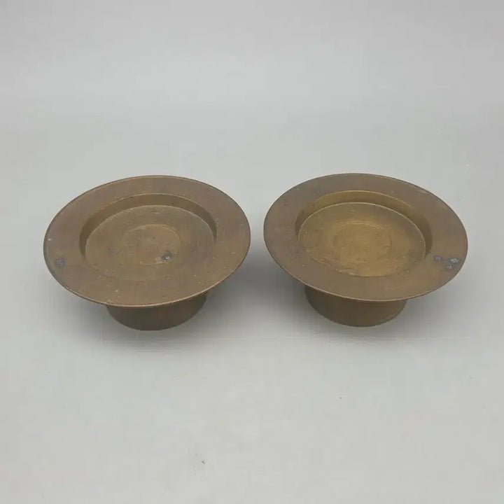 [BUNJANG] Antique Korean Brass Cup Saucer Set (Set of 2) / 골동품 연대좋은 유기 잔찬대 2벌 잔탁 놋쇠
