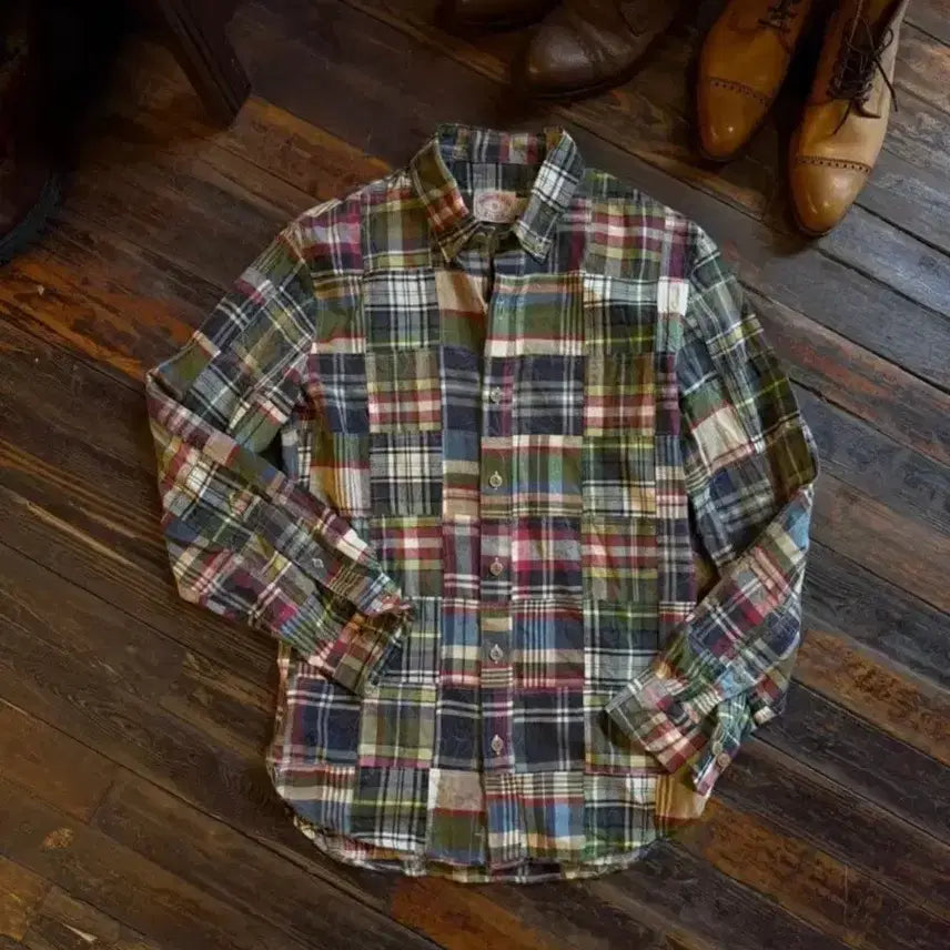 [BUNJANG] Brooks Brothers Patchwork Madras Check Shirt / 브룩스브라더스 패치워크 체크 셔츠 S
