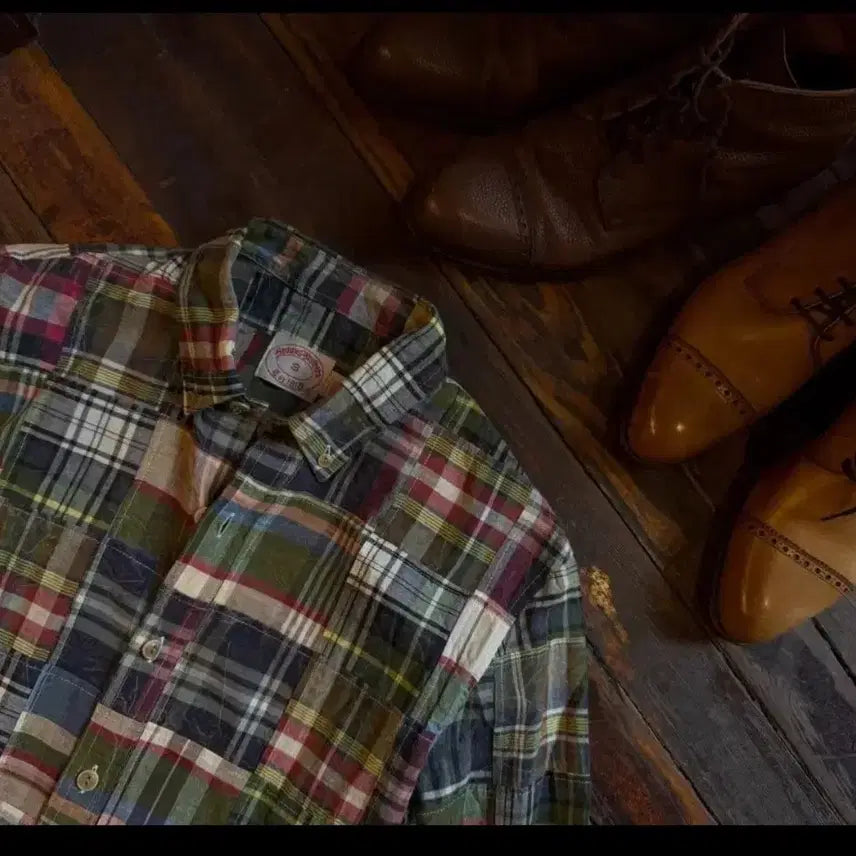 [BUNJANG] Brooks Brothers Patchwork Madras Check Shirt / 브룩스브라더스 패치워크 체크 셔츠 S