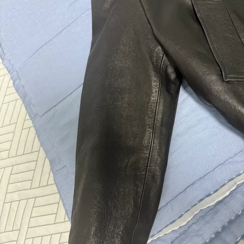[BUNJANG] DNSR Washed Lambskin Blouson Jacket - Black (L) / Dnsr람포 풀업 워시드 램스킨 블루종블랙-L-급처