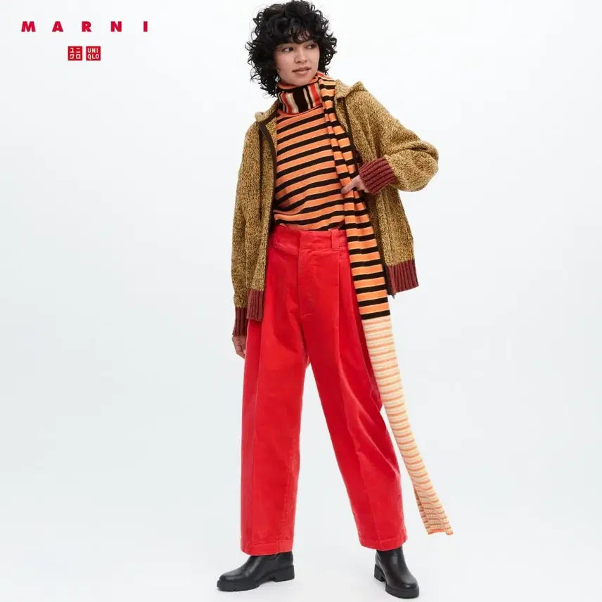 [BUNJANG] Uniqlo x Marni Corduroy Wide Fit Tuck Pants Red XL / [새상품] 유니클로(UNIQLO) 코듀로이 와이드 핏 턱 팬츠 레드