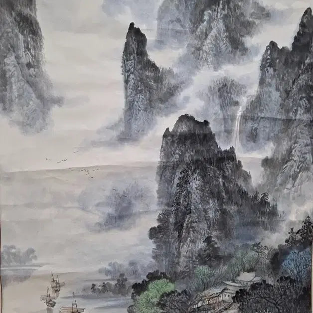 [BUNJANG] Chwicheol (翠鐵) Calligraphy and Painting Landscape Scroll Painting / 취철?갑술년 강산조운도 대작
