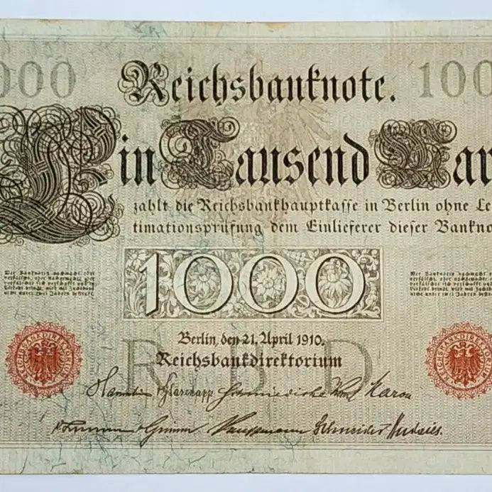 [BUNJANG] German Empire 1,000 Mark Banknote (1910) - Bundle of 2 / 독일 제국 1,000 마르크 지폐 (1910년)2장 일괄