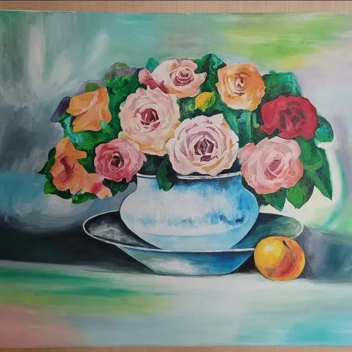 [BUNJANG] Vibrant Rose Vase Artwork / 화사한 장미 꽃병