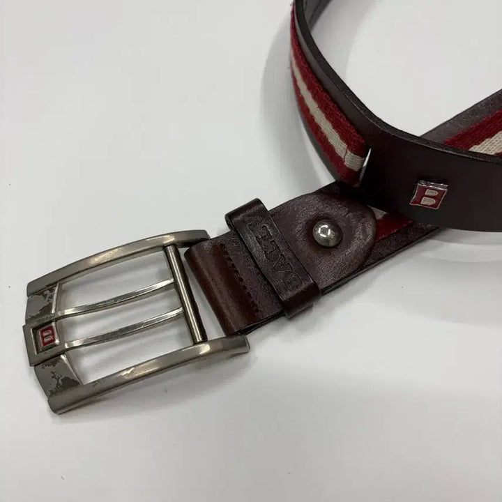 [BUNJANG] BALLY Stripe Leather Belt / BALLY 스트라이프 레더 벨트