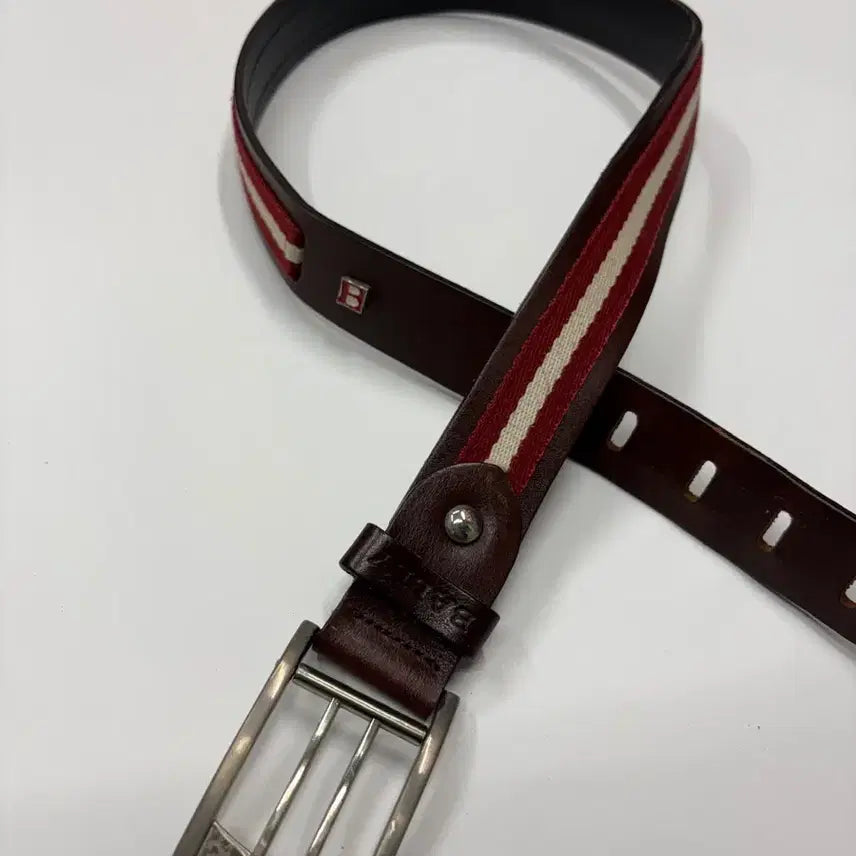 [BUNJANG] BALLY Stripe Leather Belt / BALLY 스트라이프 레더 벨트