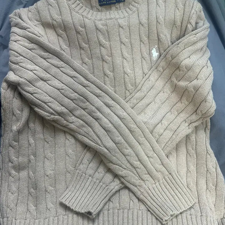 [BUNJANG] Polo Ralph Lauren Cable Knit Sweater Beige / 폴로 랄프로렌 케이블 니트 베이지