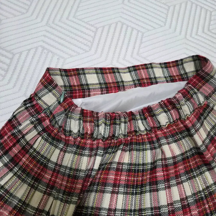 [BUNJANG] Red Check Pleated Skirt / 레드 체크 플리츠 스커트