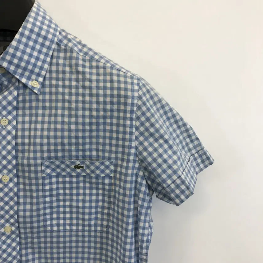 [BUNJANG] Lacoste Blue Gingham Check Shirt Size 38 / 라코스테 블루 깅엄체크셔츠 [95]
