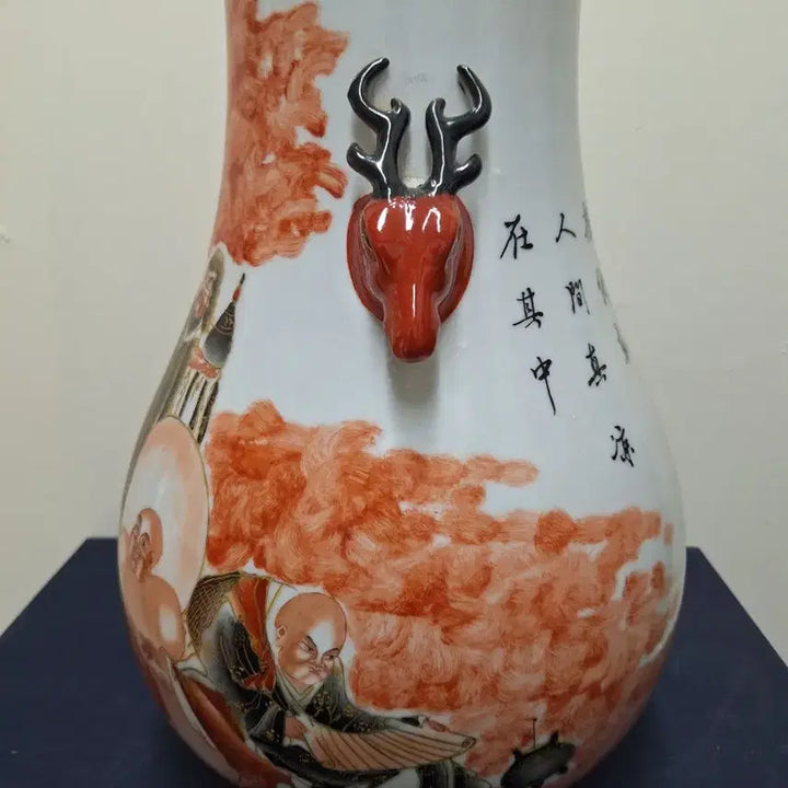 [BUNJANG] Antique Chinese Porcelain Vase with Scholar and Deer Motif / 중국 도자기, 골동품, 반홍분채묘금고사도녹두준