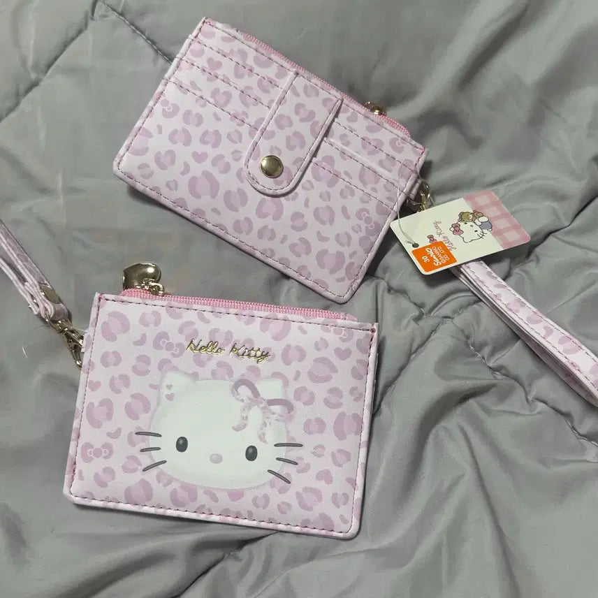 [BUNJANG] Hello Kitty Pink Leopard Print Bifold Wallet Card Holder / 헬로키티 핑크호피 지갑 카드지갑