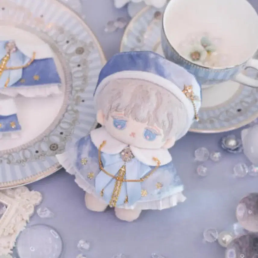 [BUNJANG] Ninimal Velvet Cape 10cm Doll Clothes Pink Sky / 니니멀 벨벳케이프 10cm 인형옷 핑크 스카이