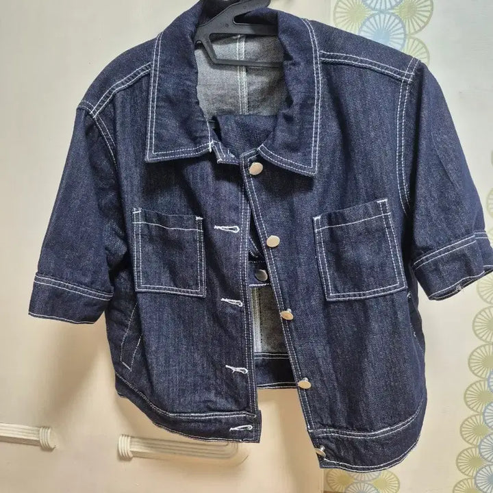 [BUNJANG] Denim Jacket White Stitch / 청청 데님 자켓 흰색 스티치