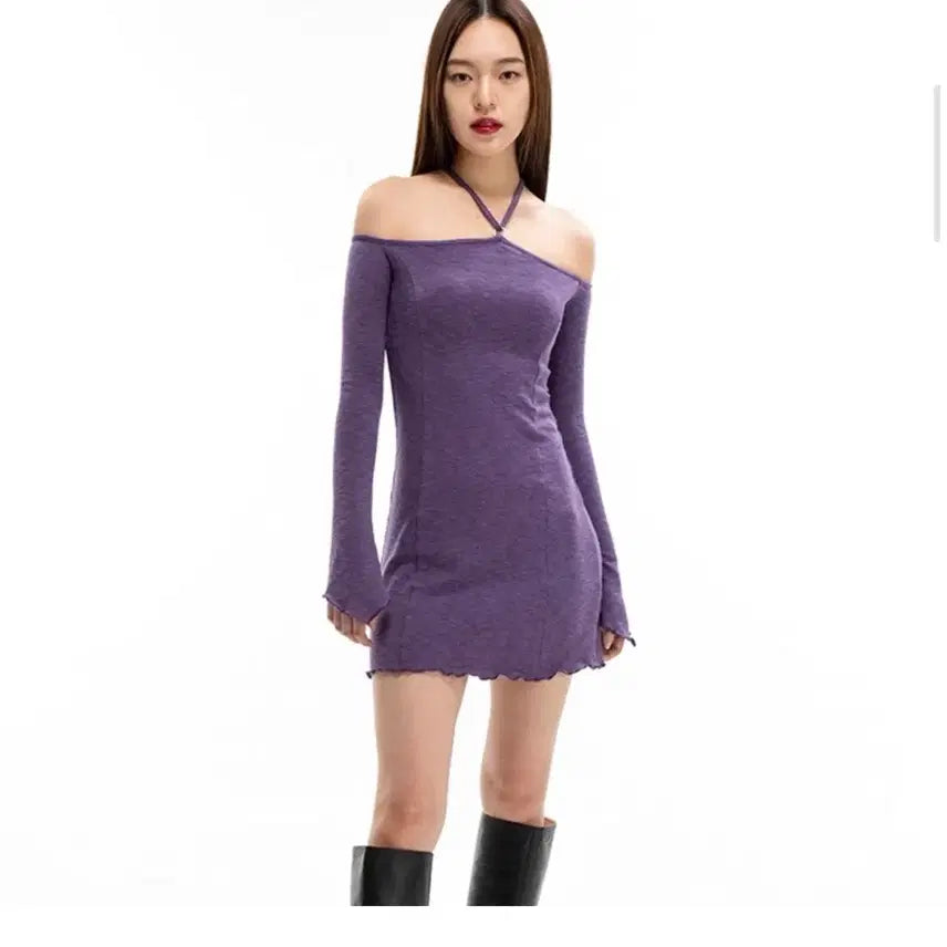 [BUNJANG] IU Purple Off-Shoulder Dress / 아이유 원피스 택ㅇ