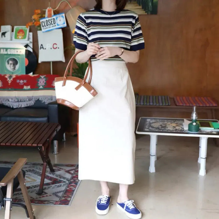 [BUNJANG] Linen Blend Long Skirt / 연베이지 H롱스커트 프리사이즈