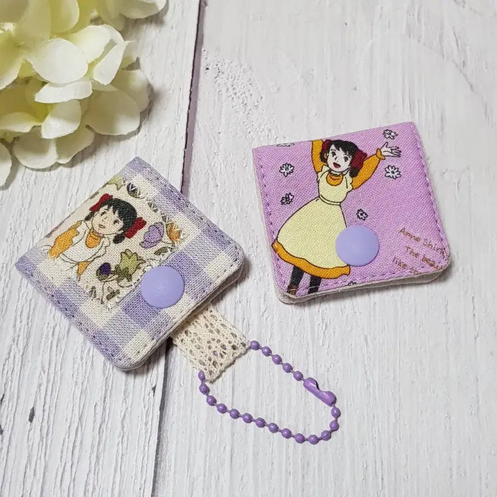 [BUNJANG] Handmade Anne of Green Gables Fabric Earphone Cord Winder Set (Purple, 2 pcs) / {핸드메이드} 빨간머리앤 원단 이어폰줄감개 2개 세트 (보라)