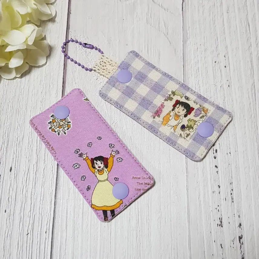 [BUNJANG] Handmade Anne of Green Gables Fabric Earphone Cord Winder Set (Purple, 2 pcs) / {핸드메이드} 빨간머리앤 원단 이어폰줄감개 2개 세트 (보라)
