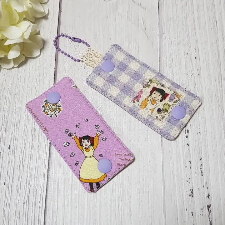 [BUNJANG] Handmade Anne of Green Gables Fabric Earphone Cord Winder Set (Purple, 2 pcs) / {핸드메이드} 빨간머리앤 원단 이어폰줄감개 2개 세트 (보라)