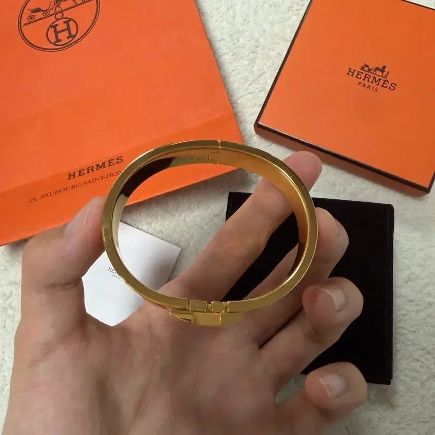 [BUNJANG] Hermes Collier de Chien Orange Bracelet / 에르메스 클릭아슈 오렌지 새상품급