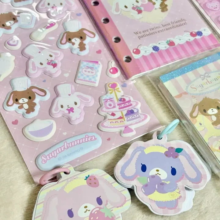 [BUNJANG] Sugabunnies Stationery Memo Pad Diary Inserts Sticker Tile Doll Keyring Bundle Set / 고전 슈가바니즈 메모지 편지지 다이어리속지 스티커 타일 인형키링